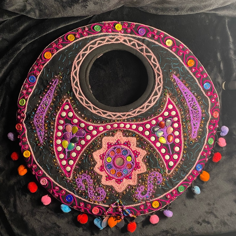 Handmade Purse from India/Multicolored/Circular shaped